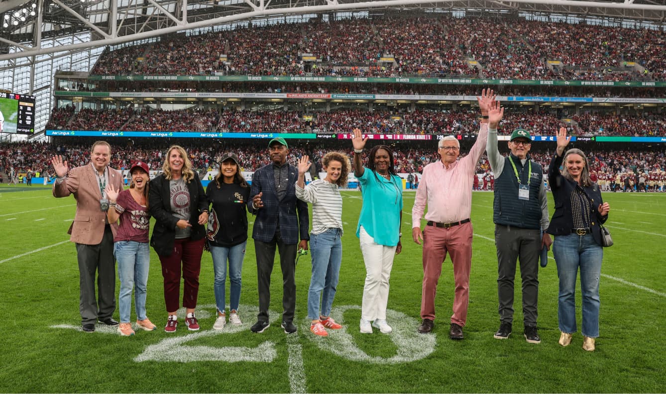 Photograph of Teachers Inspire awardees standing in the Aviva Stadium